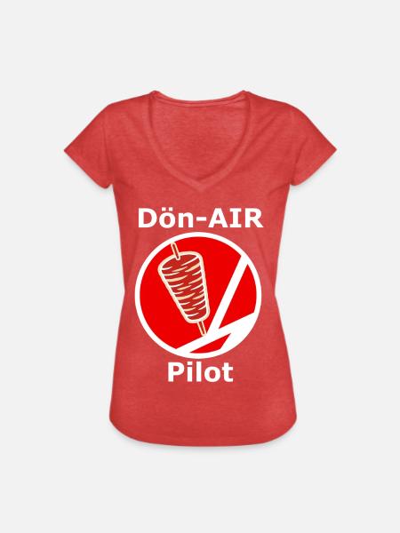 Dön-Air Pilot - Frauen Vintage T-Shirt - Rot meliert