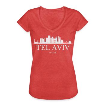 Skyline von Tel Aviv, ich liebe Tel Aviv - Frauen Vintage T-Shirt - Rot meliert - Vorne