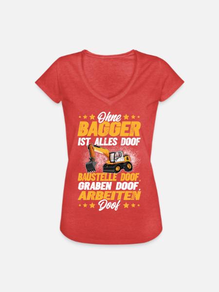 Bagger - Frauen Vintage T-Shirt - Rot meliert