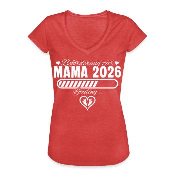 Mama 2026 Schwangerschaft verkünden Mutter - Frauen Vintage T-Shirt - Rot meliert - Vorne