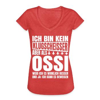 Ich Bin Kein Klugscheisser Ossi - Frauen Vintage T-Shirt - Rot meliert - Vorne