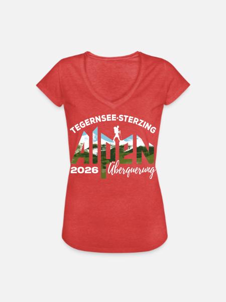 Alpenüberquerung 2026 Tegernsee Sterzing Wandern - Frauen Vintage T-Shirt - Rot meliert