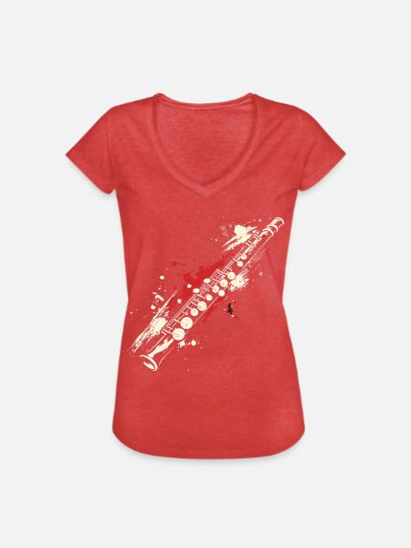 Flöte Graffiti - Frauen Vintage T-Shirt - Rot meliert