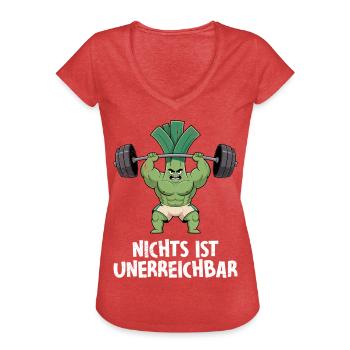 Kraftsport NICHTS IST UNERREICHBAR Lustiges - Frauen Vintage T-Shirt - Rot meliert - Vorne