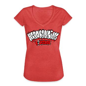 Graffiti sur le réseau de headbanging - T-shirt vintage Femme - rouge chiné - Devant - Danielle (179cm)