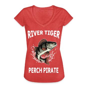 Angeln auf Barch River Tiger - Frauen Vintage T-Shirt - Rot meliert - Vorne