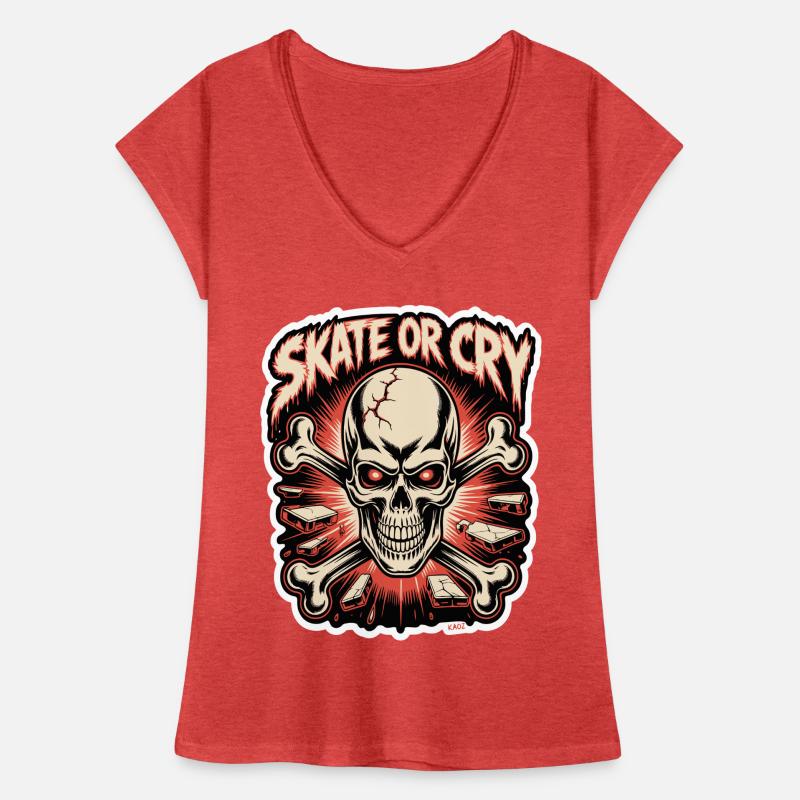 Skate- oder Cry-Skull-Tee-Design Frauen Vintage T-Shirt