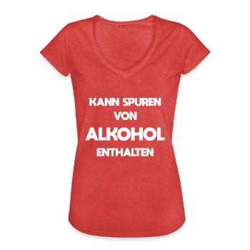 Kann Spuren von Alkohol enthalten - Frauen Vintage T-Shirt - Rot meliert - Vorne - Danielle (179cm)
