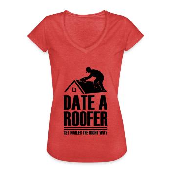 Date Roofer Obtenir Le Vrai Clou - T-shirt vintage Femme - rouge chiné - Devant - Danielle (179cm)