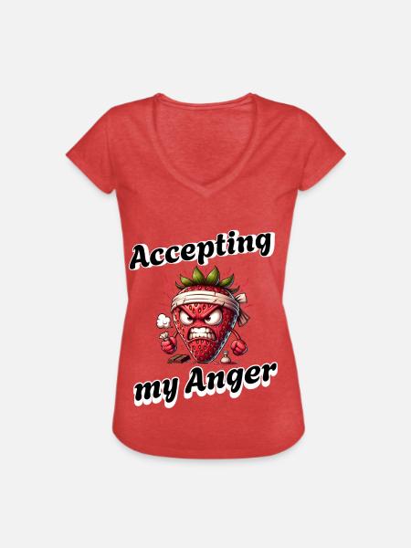 Periode Menstruation Erdbeerwoche Akzeptiere - Frauen Vintage T-Shirt - Rot meliert