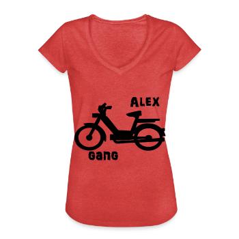 ALEX MOFA GEAR - T-shirt vintage Femme - rouge chiné - Devant - Danielle (179cm)