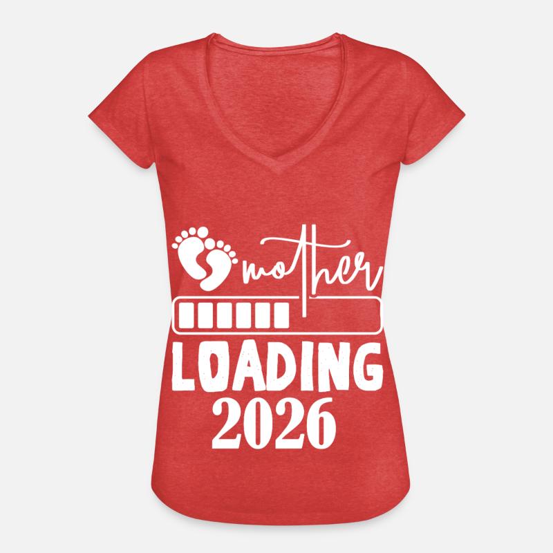 Mutter Loading 2026 Schwangerschaft - Frauen Vintage T-Shirt - Rot meliert