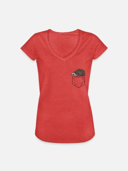 Igel Tasche, lustiger Igel - Frauen Vintage T-Shirt - Rot meliert