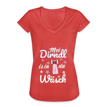 - Mei Dirndl is in da Wäsch -Dirndl - Frauen Vintage T-Shirt - Rot meliert - Vorne - Danielle (179cm)