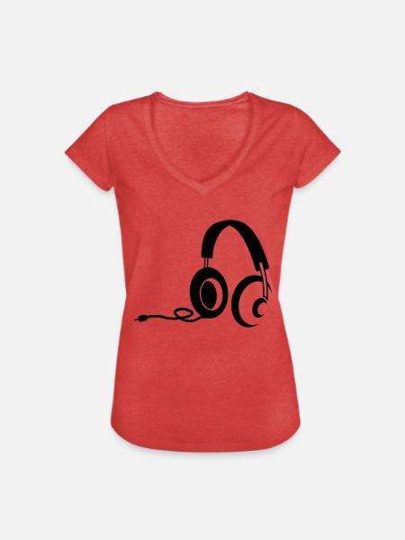 kopfhörer - Frauen Vintage T-Shirt - Rot meliert