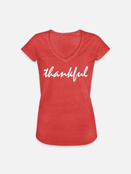 thankful BIG STORY - Frauen Vintage T-Shirt - Rot meliert