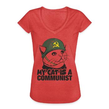Meine Katze Ist Ein Kommunist - Frauen Vintage T-Shirt - Rot meliert - Vorne - Danielle (179cm)