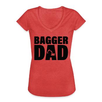 Job - Bagger Dad - T-shirt vintage Femme - rouge chiné - Devant - Danielle (179cm)