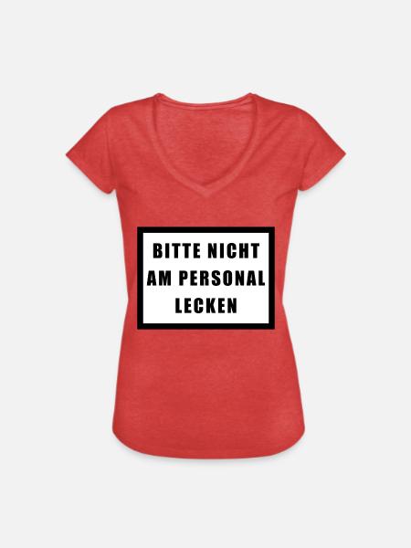 BITTE NICHT AM PERSONAL LECKEN - Frauen Vintage T-Shirt - Rot meliert