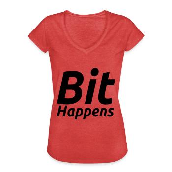 Bit passiert - Frauen Vintage T-Shirt - Rot meliert - Vorne - Danielle (179cm)