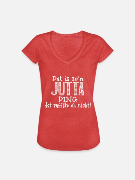 Jutta - Frauen Vintage T-Shirt - Rot meliert