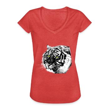 Tiger, cats, cat, cats head, animal, animals, nature, - Women's Vintage T-Shirt - heather red - Front - Danielle (179cm)