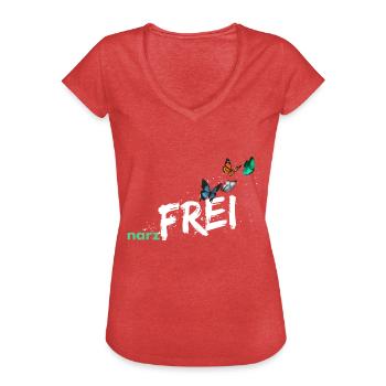 narzfrei weiß - Frauen Vintage T-Shirt - Rot meliert - Vorne - Danielle (179cm)