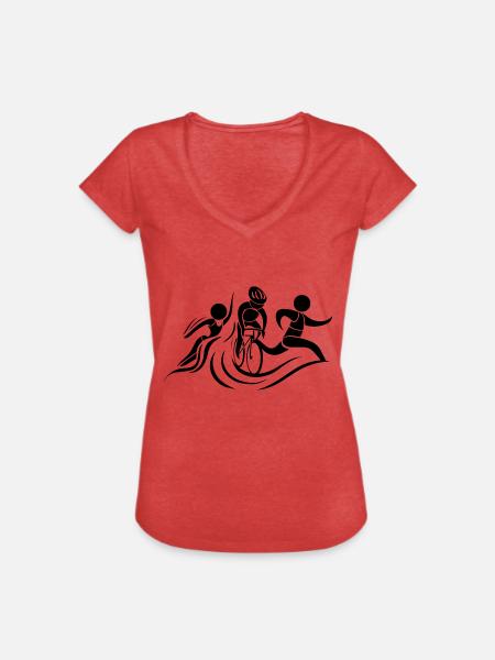Triathlon - Frauen Vintage T-Shirt - Rot meliert