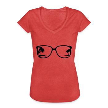 Brille - Frauen Vintage T-Shirt - Rot meliert - Vorne