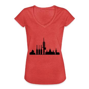 Hanovre - T-shirt vintage Femme - rouge chiné - Devant - Danielle (179cm)