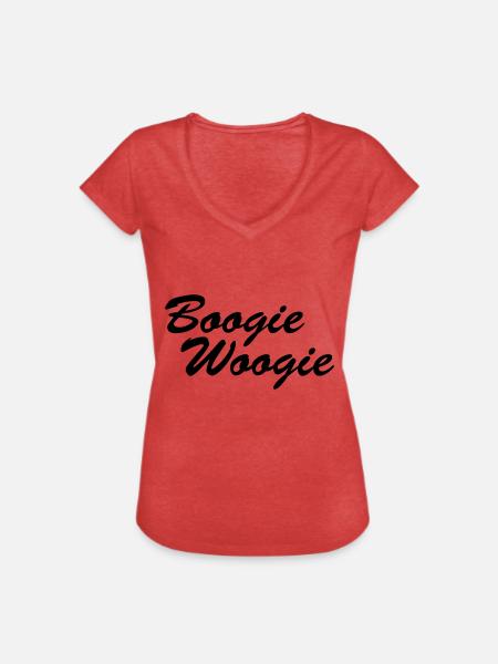 Boogie Woogie Schriftzug - Frauen Vintage T-Shirt - Rot meliert