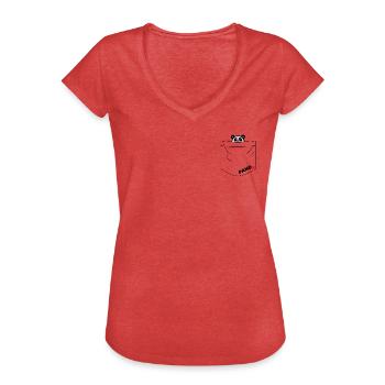 Brusttasche - Frauen Vintage T-Shirt - Rot meliert - Vorne