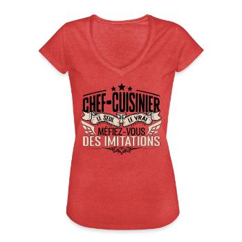 Cuisinier cadeau Cuisinier le vrai Cuisinier - T-shirt vintage Femme - rouge chiné - Devant