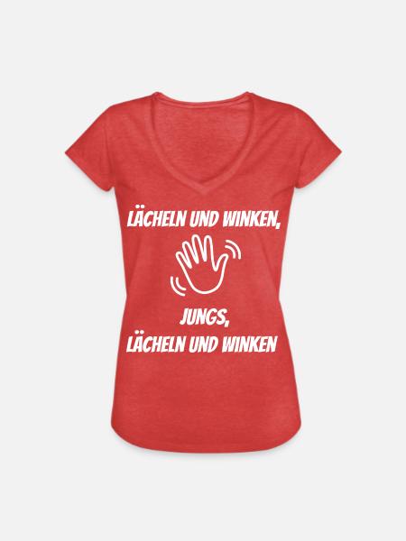 Lächeln und Winken – Jungs - Frauen Vintage T-Shirt - Rot meliert