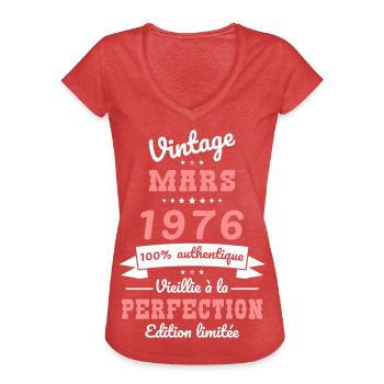 50-jähriges Jubiläum – Jahrgang – März 1976 - Frauen Vintage T-Shirt - Rot meliert - Vorne