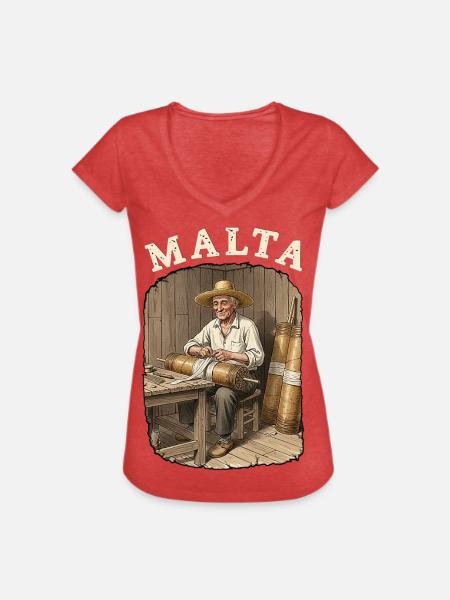 Malta Pyro Fireworks - Frauen Vintage T-Shirt - Rot meliert