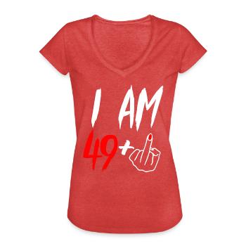50 ans 50ème anniversaire - T-shirt vintage Femme - rouge chiné - Devant