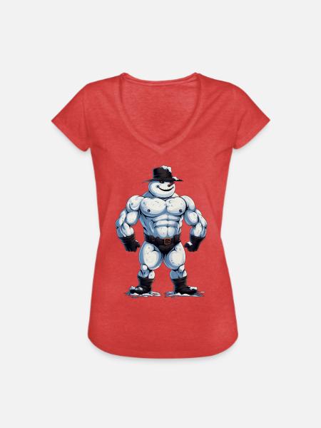 ok… Ein Bodybuilder Schneemann… - Frauen Vintage T-Shirt - Rot meliert