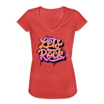 Let's Rock - Frauen Vintage T-Shirt - Rot meliert - Vorne - Danielle (179cm)