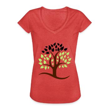 arbre 3 couleurs logo - T-shirt vintage Femme - rouge chiné - Devant - Danielle (179cm)