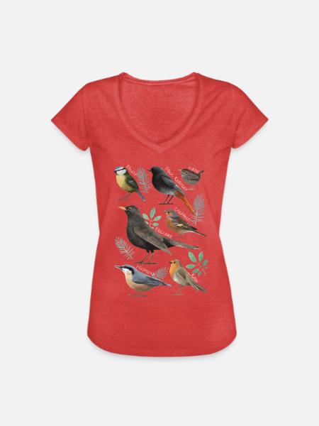 Kleine Vogelkunde - Frauen Vintage T-Shirt - Rot meliert