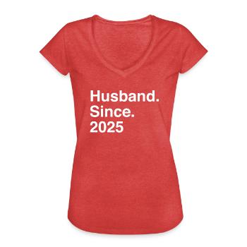 Jubiläumsehemann seit 2025 Hochzeit - Frauen Vintage T-Shirt - Rot meliert - Vorne - Danielle (179cm)
