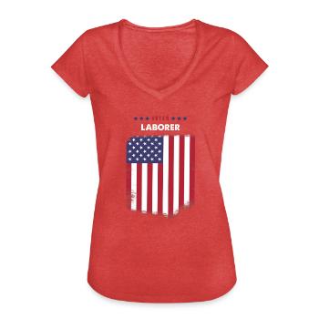 Travailleur électoral - T-shirt vintage Femme - rouge chiné - Devant - Danielle (179cm)