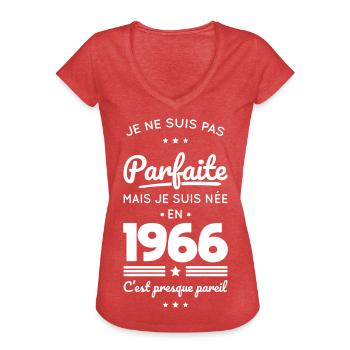 Geboren 1966 – Nicht perfekt, aber fast - Frauen Vintage T-Shirt - Rot meliert - Vorne