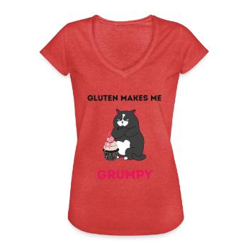 Gluten macht mich mürrisch (glutenfrei, Zöliakie) - Frauen Vintage T-Shirt - Rot meliert - Vorne - Danielle (179cm)