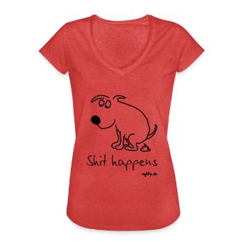Shit happens - Frauen Vintage T-Shirt - Rot meliert - Vorne - Danielle (179cm)
