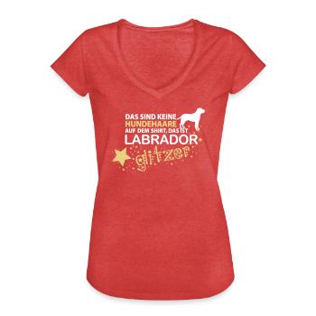 Labrador Glitzer - Frauen Vintage T-Shirt - Rot meliert - Vorne - Danielle (179cm)