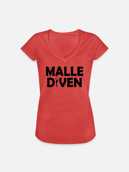 Malle Diven - Frauen Vintage T-Shirt - Rot meliert