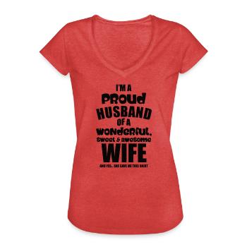Ehefrau lustige Sprüche Spruch Sarkasmus Ehemann - Frauen Vintage T-Shirt - Rot meliert - Vorne