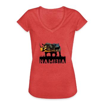 Namibia Nashorn - Frauen Vintage T-Shirt - Rot meliert - Vorne